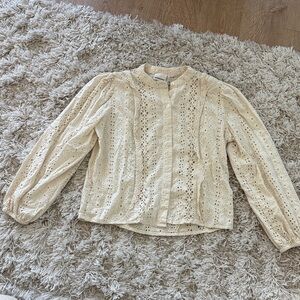 Cream Eyelet Lace Top